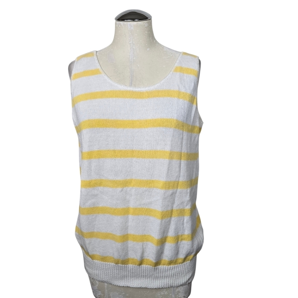 Regatta Sport Yellow White Striped Sleeveless Knit Top L
